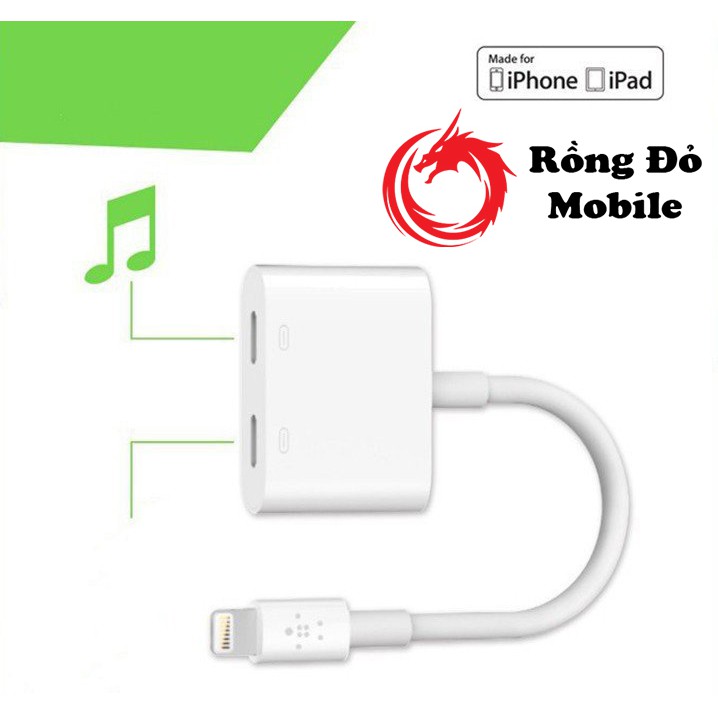 Cáp Chuyển Đổi Lightning Sang 3.5mm 2 Trong 1 Cho Iphone Giắc Chia Cổng Cho iPhone 7/8/X/11 Thành Cổng Sạc + Tai Nghe