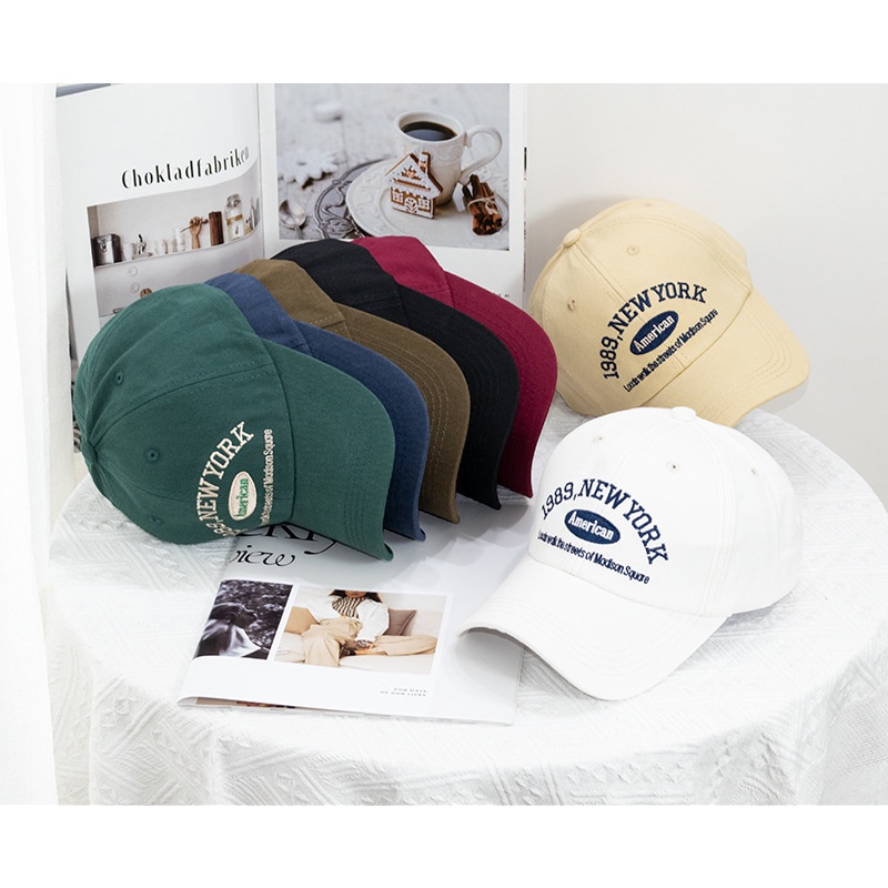 Mũ Lưỡi Trai Cotton Thêu Chữ New York 1989 Nam Nữ Thời Trang T10