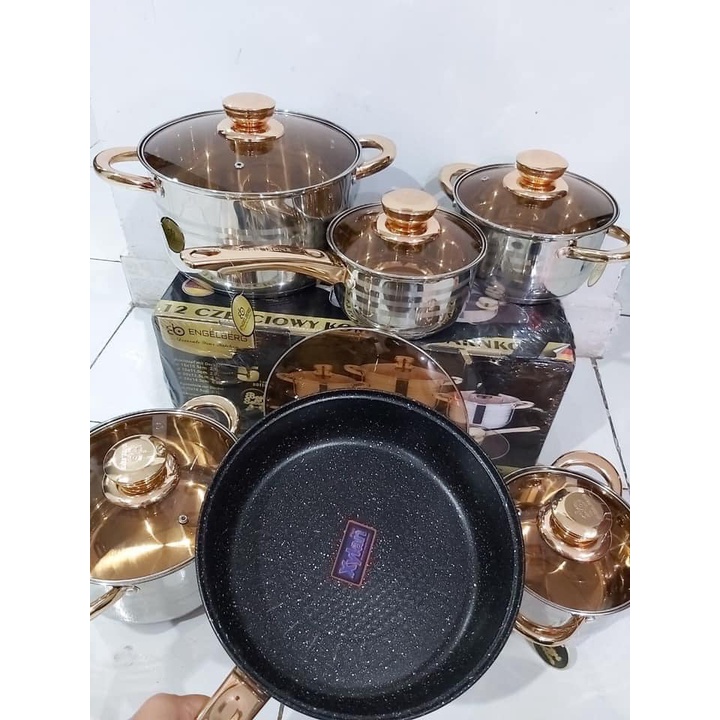 BỘ NỒI ĐỨC KAISA VILLA  GỒM 6 MÓN 12 CHI TIẾT ĐÁY 5 LỚP BẢO HÀNH 1 NĂM.