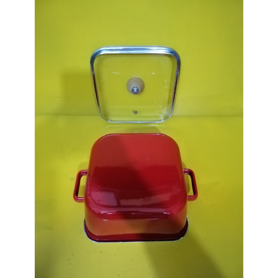 Nồi men hình vuông nội địa Nhật, size 21cm, cao 10cm (mã 734), Dùng được bếp từ