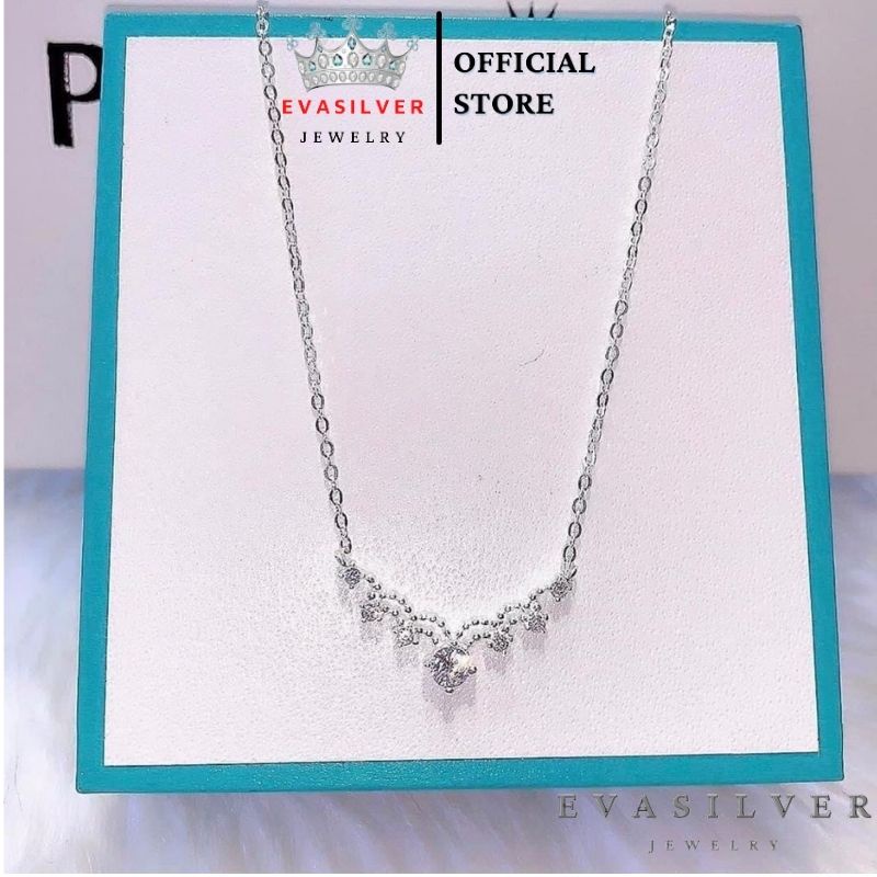 Dây chuyền bạc Evasilver dạng ngắn phong cách trẻ trung nữ tính,Vòng cổ chât liệu bạc ta sang trọng