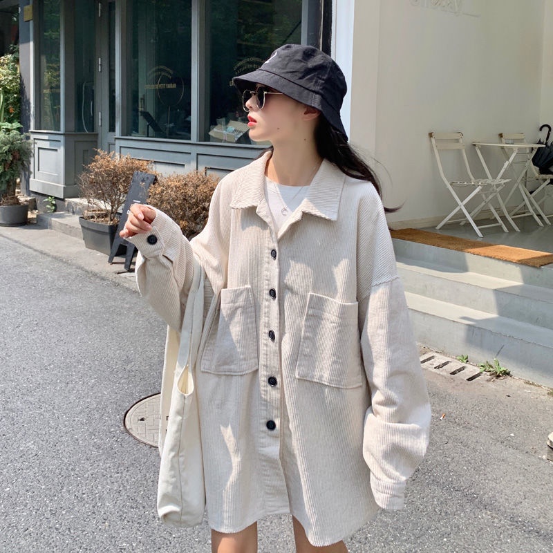 【Yuki】Áo sơ mi fom rộng có túi trước ngực siêu phong cách