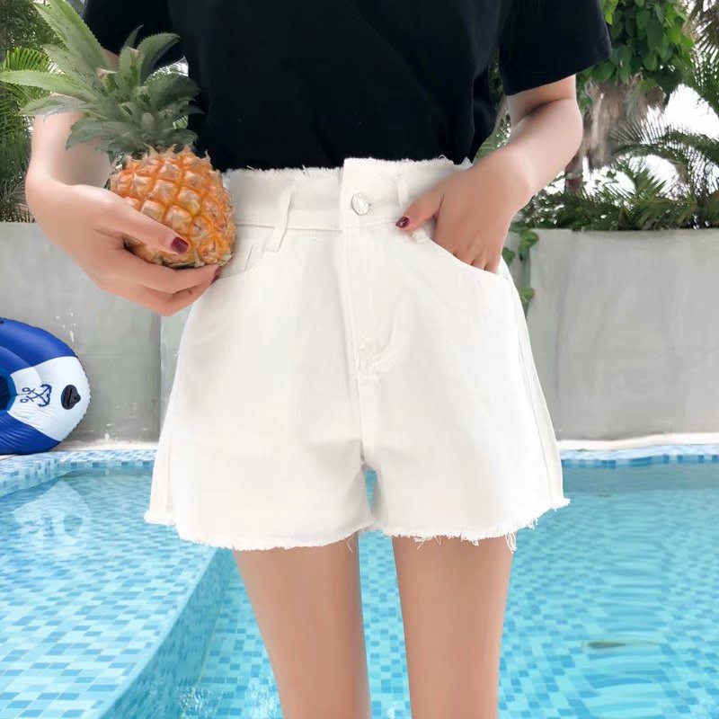 Quần Short Denim Lưng Cao Dáng Rộng Phong Cách Hàn Quốc Thời Trang Mùa Hè 4 Màu Sắc Chọn Lựa Dành