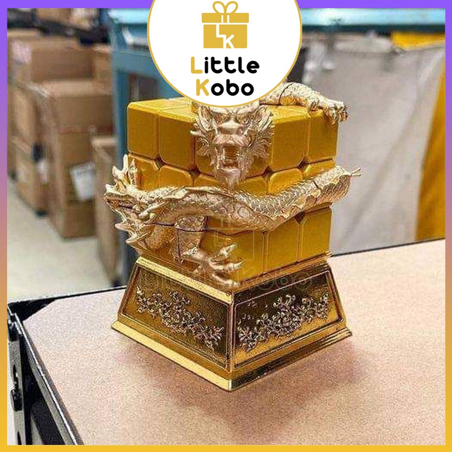 Rubik 3x3 Rồng Vàng Kim Loại Đặc Nguyên Khối Rubic 3 Tầng Quà Tặng Trang Trí Sang Trọng