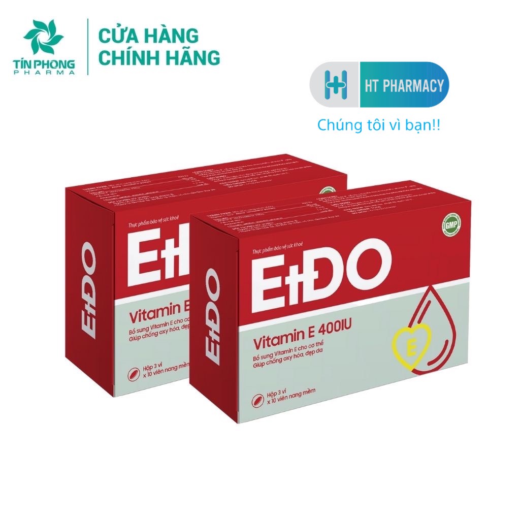Viên Uống Vitamin E EtĐo Chiết Xuất Thiên Nhiên Giúp Làm Chậm Lão Hóa Da Căng Mịn Giảm Nhăn Hộp 30 Viên