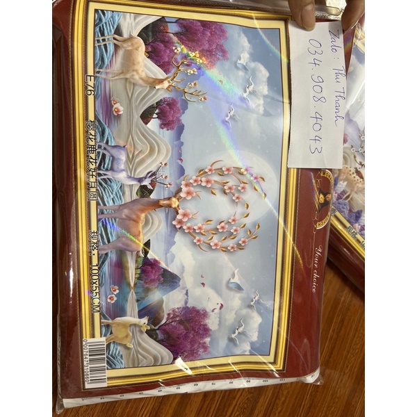 TRANH ĐÍNH ĐÁ PHONG CẢNH HƯƠU NAI TÀI LỘC YD3009 (150X70) 6284 (120X65) YD3008 (100X55) vs510 6292 6283 6290