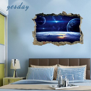 Miếng Dán Tường Trang Trí Hình Vũ Trụ 3d Ấn Tượng