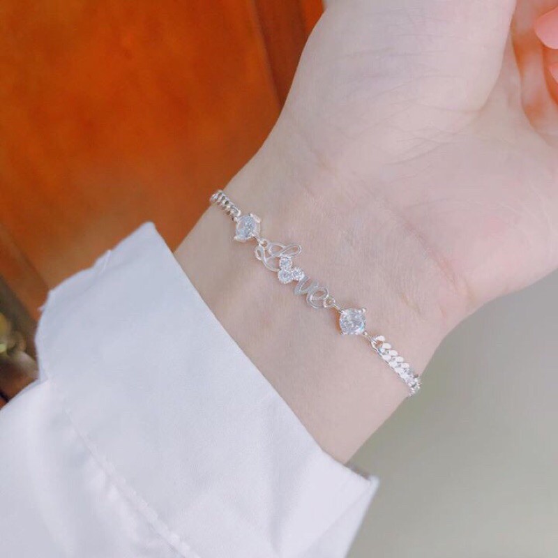 LẮC TAY BẠC TA CHỮ LOVE LINH MIU SILVER