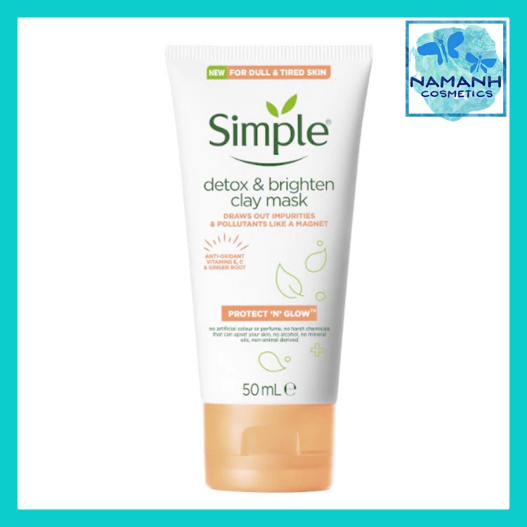 Mặt nạ thải độc và sáng da Simple Protect ‘n’ Glow Detox & Bighten Clay Mask 50ml