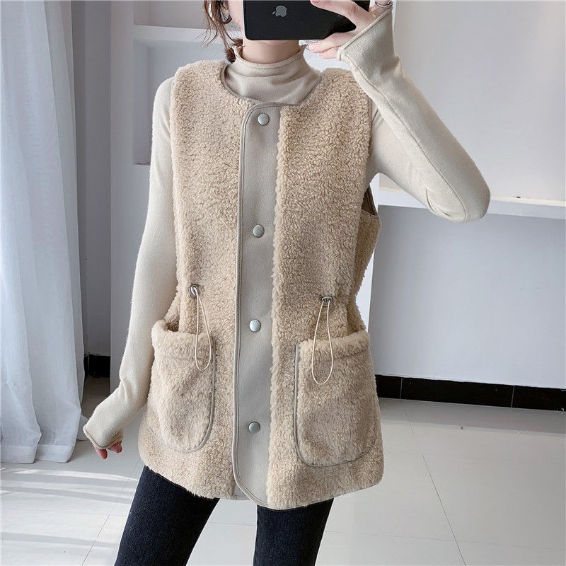 Áo khoác lông cừu một mảnh không tay thời trang 2021 2021 cho nữ | BigBuy360 - bigbuy360.vn