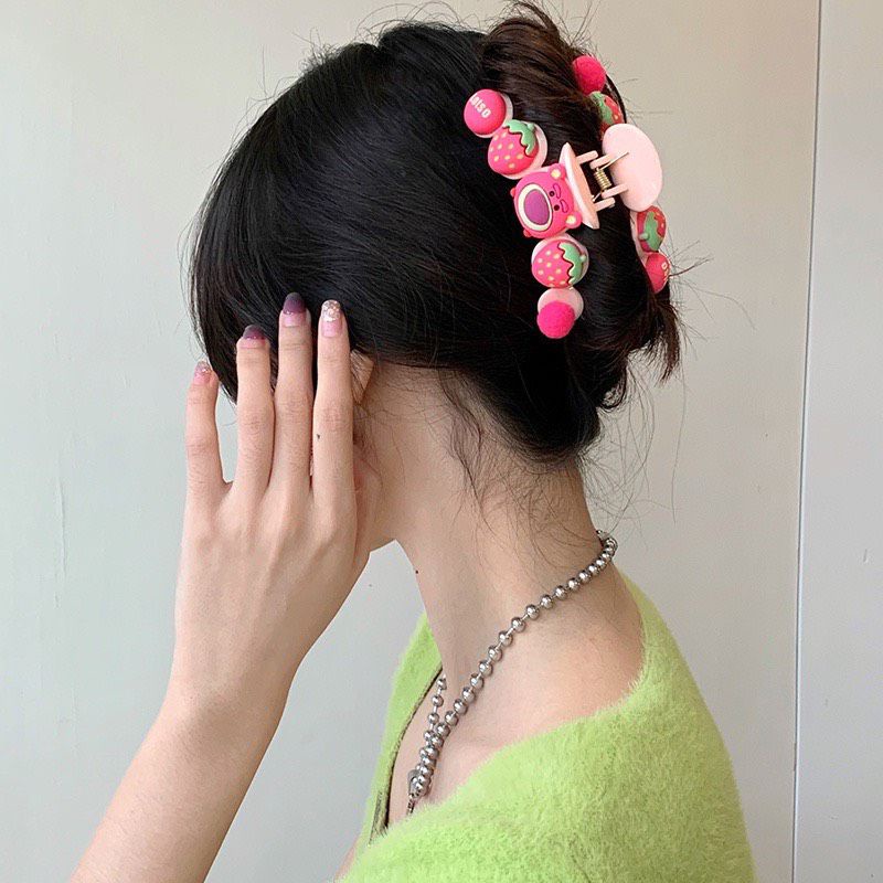 Set kẹp tóc, dây buộc tóc, băng đô Gấu dâu phong cách Hàn Quốc
