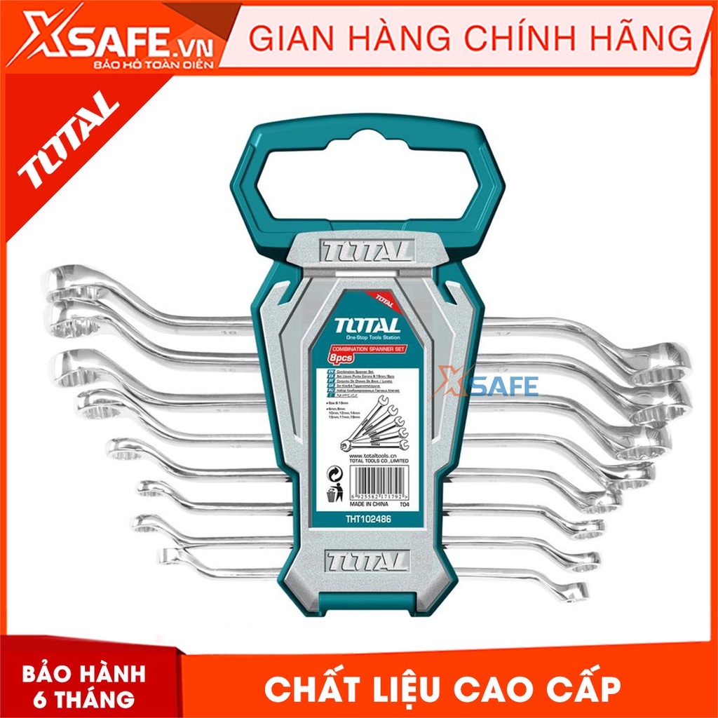 Bộ cờ lê 2 đầu vòng 8 chi tiết TOTAL THT102486 6-22mm Bộ 8 cờ lê hai vòng cơ khí mở bulong sửa chữa ô tô xe máy nhà cửa