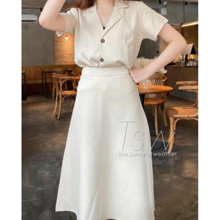 SET VEST MIX CHÂN VÁY 2 MÀU BE ĐẬM - BE NHẠT | BigBuy360 - bigbuy360.vn