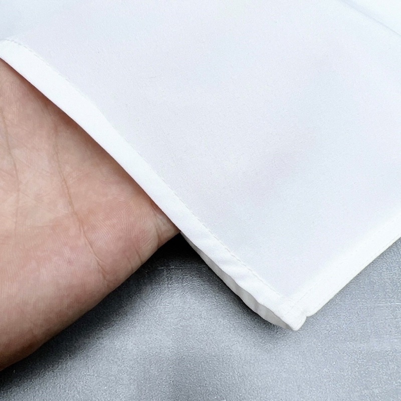 Áo Sơ Mi Nam Dài Tay Trắng Trơn Phối Tag Đá Cổ Basic SM19P