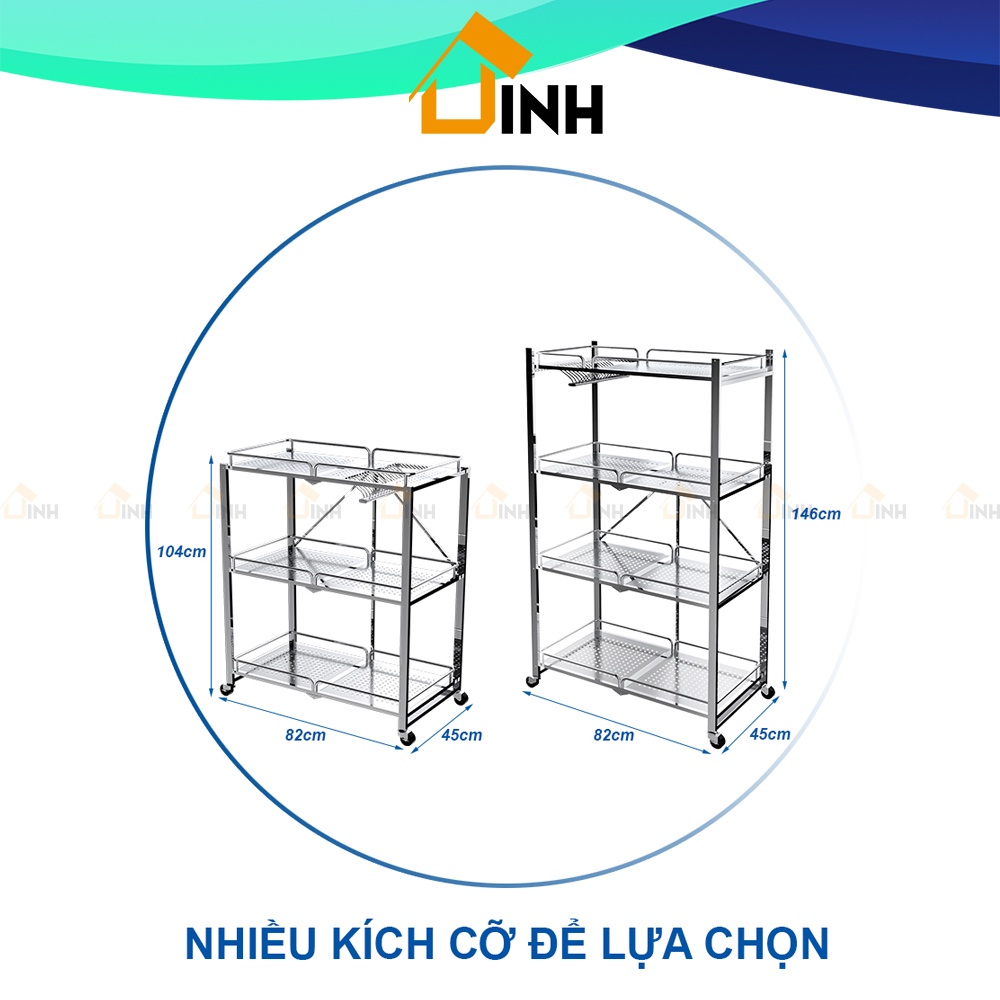 Kệ bếp inox 304 xếp gọn Deli Compact Qui Phúc, Kệ inox nhà bếp
