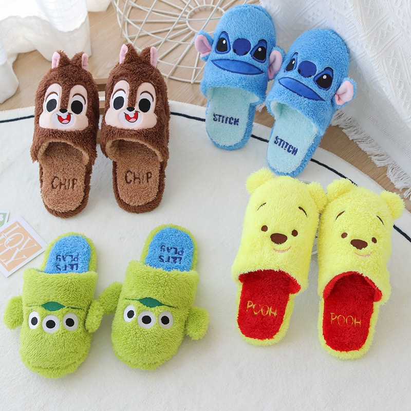 Dép Bông Đi Trong Nhà Hình Hoạt Hình Disney Winnie The Pooh Stitch Alien Chipmunks Quà Tặng Cho Bé Gái