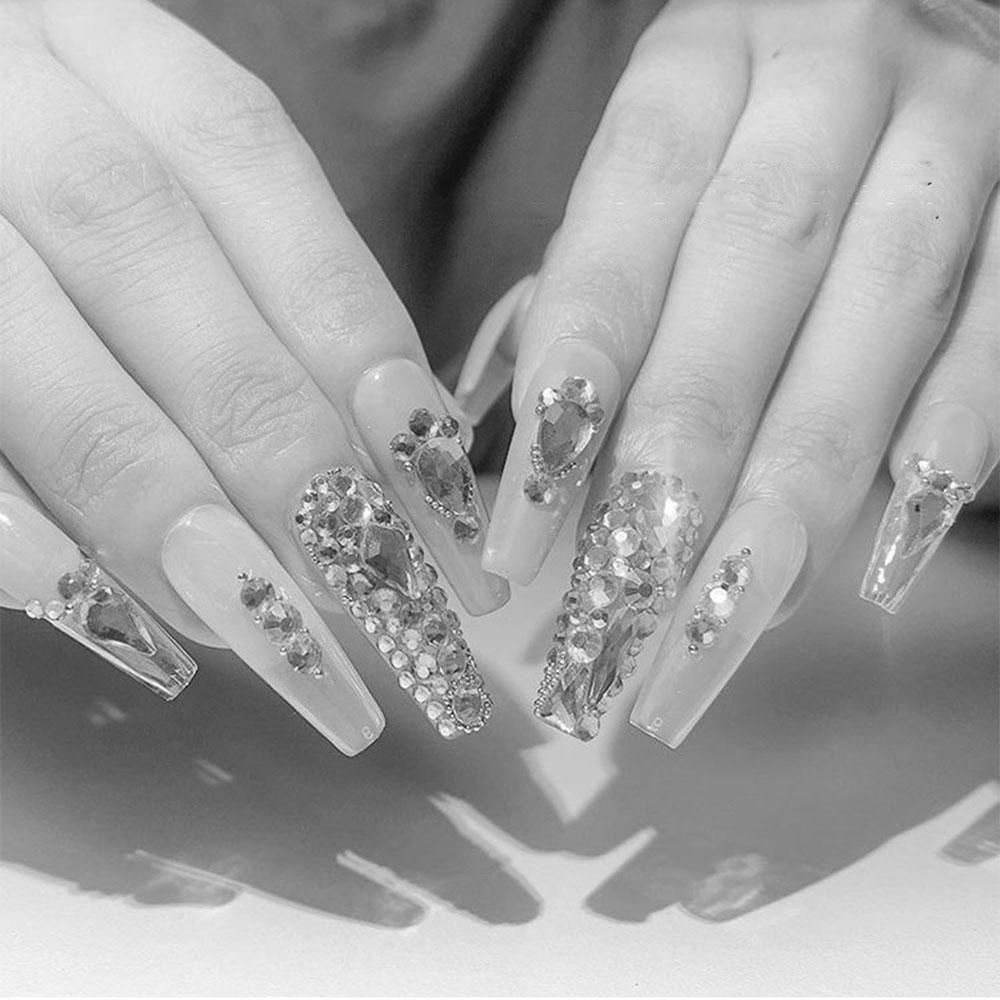 QQMALL Đá Kính Cường Lực Tự Trang Trí Móng Tay