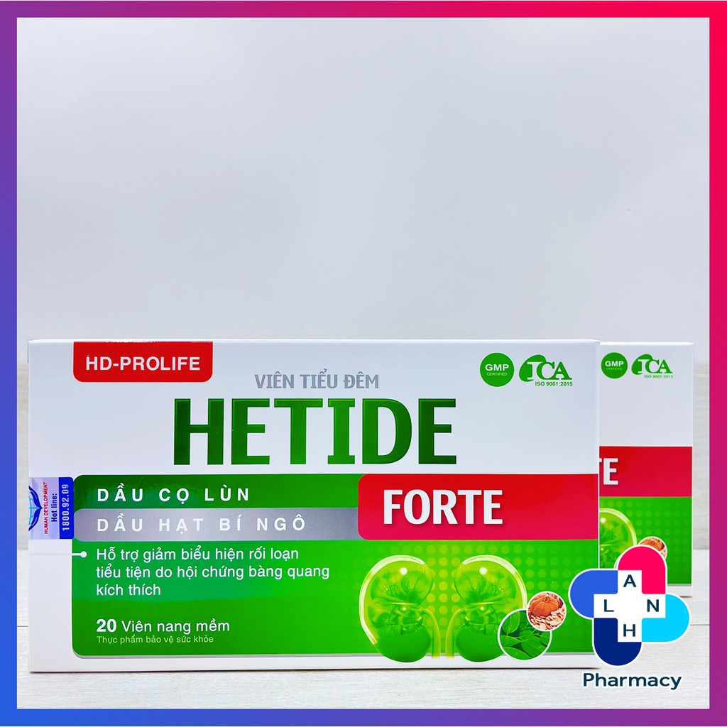 Viên tiểu đêm HETIDE FORTE  - Giảm hội chứng bàng quang kích thích, dùng cho người tiểu đêm, tiểu nhiều lần.