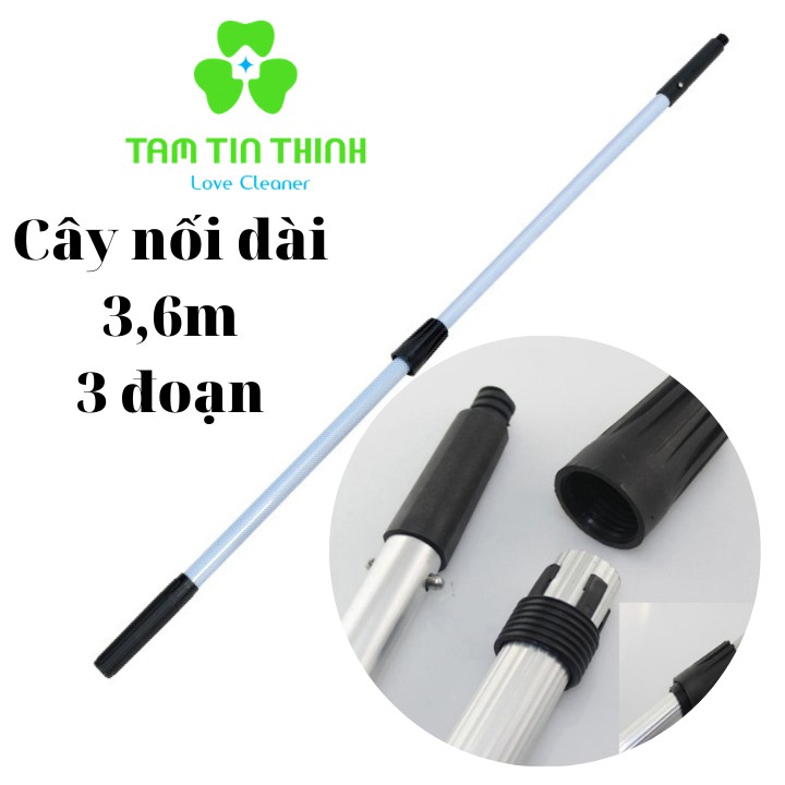 Cây nối lau kính, vệ sinh pin năng lượng mặt trời cán dài bằng nhôm 2.4m 3,6m Baiyun