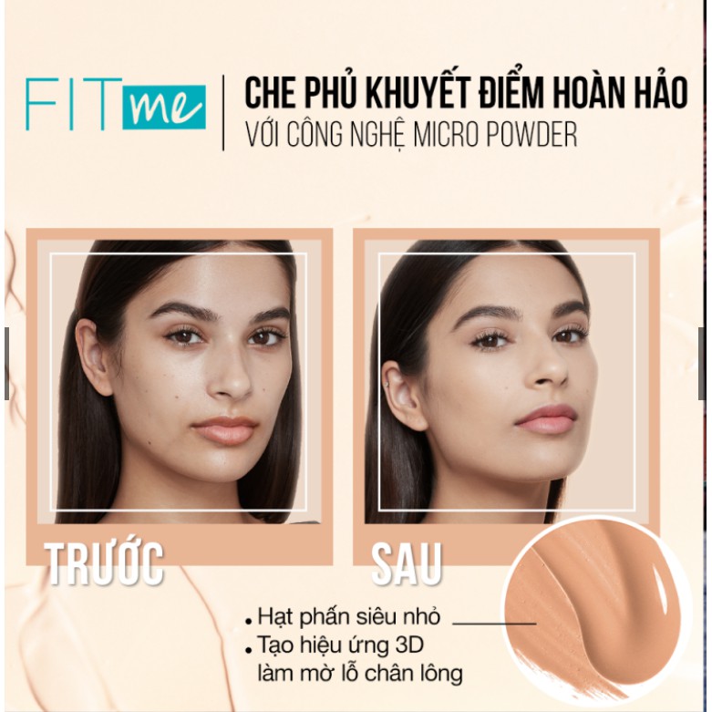 Kem Nền Mịn Nhẹ Kiềm Dầu Chống Nắng Fit Me Maybelline New York Matte SPF 22 30ml - Mỹ Chính Hãng