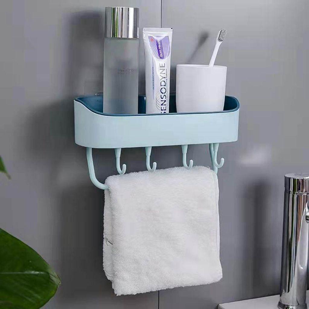Kệ Đựng Đồ Dùng Nhà Tắm Hai Màu Sắc Kèm Móc Chịu Lực Tốt Tiện Dụng