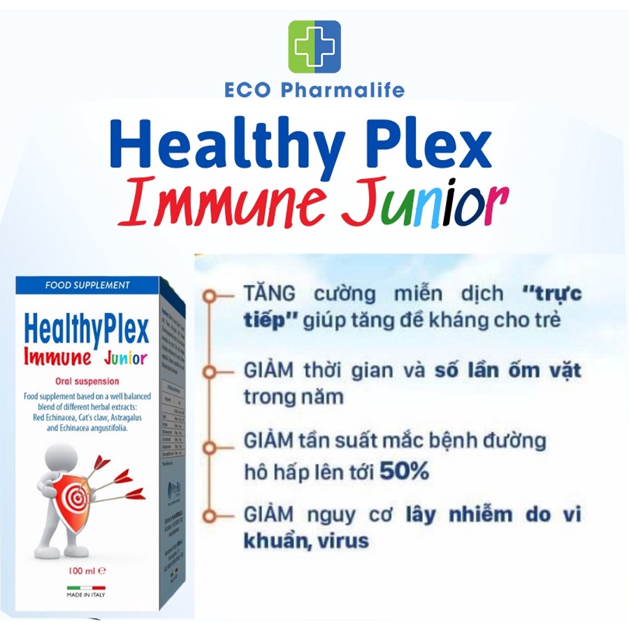 Healthyplex Immune Junior hộp 150ml - Tăng cường sức đề kháng, kích thích hệ miễn dịch cho bé