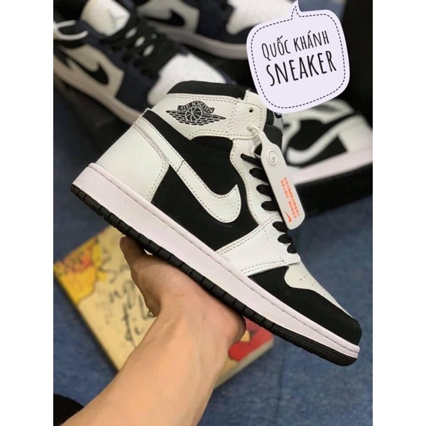 Giày jordan trắng đen cao cổ , jd1 panda cao 11 Sneaker nam nữ cao cấp