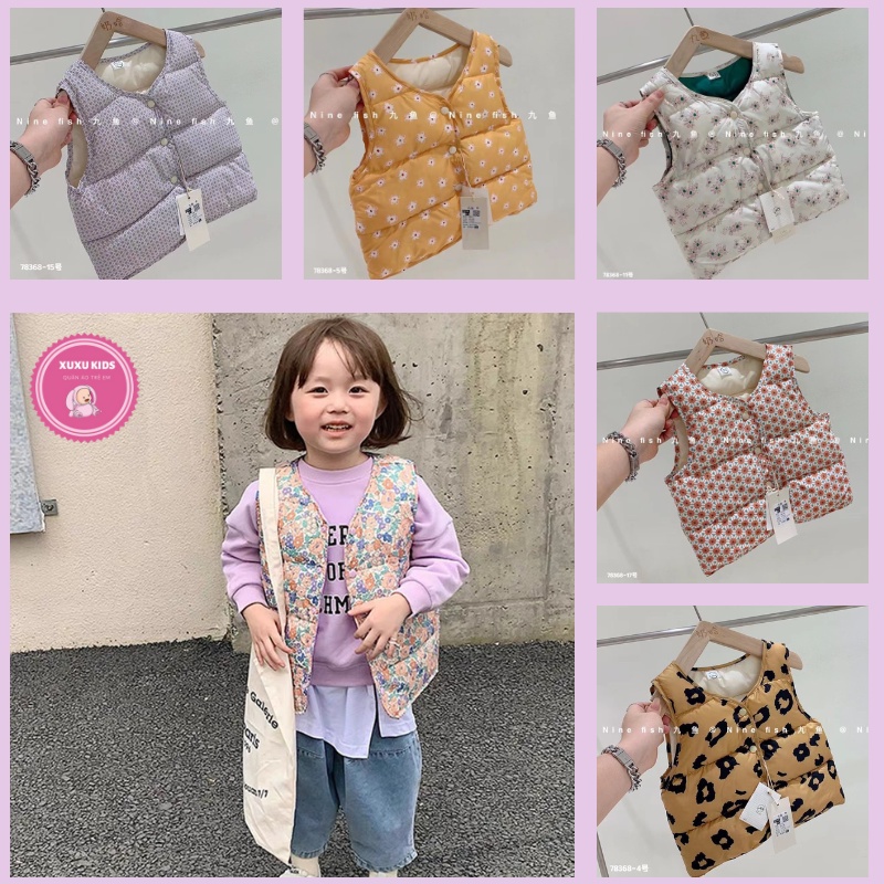 Áo ghi lê cho bé, ghile phao màu Vintage cho bé trai bé gái từ 8kg đến 18kg mặc đi học đi chơi Xu Xu Kids