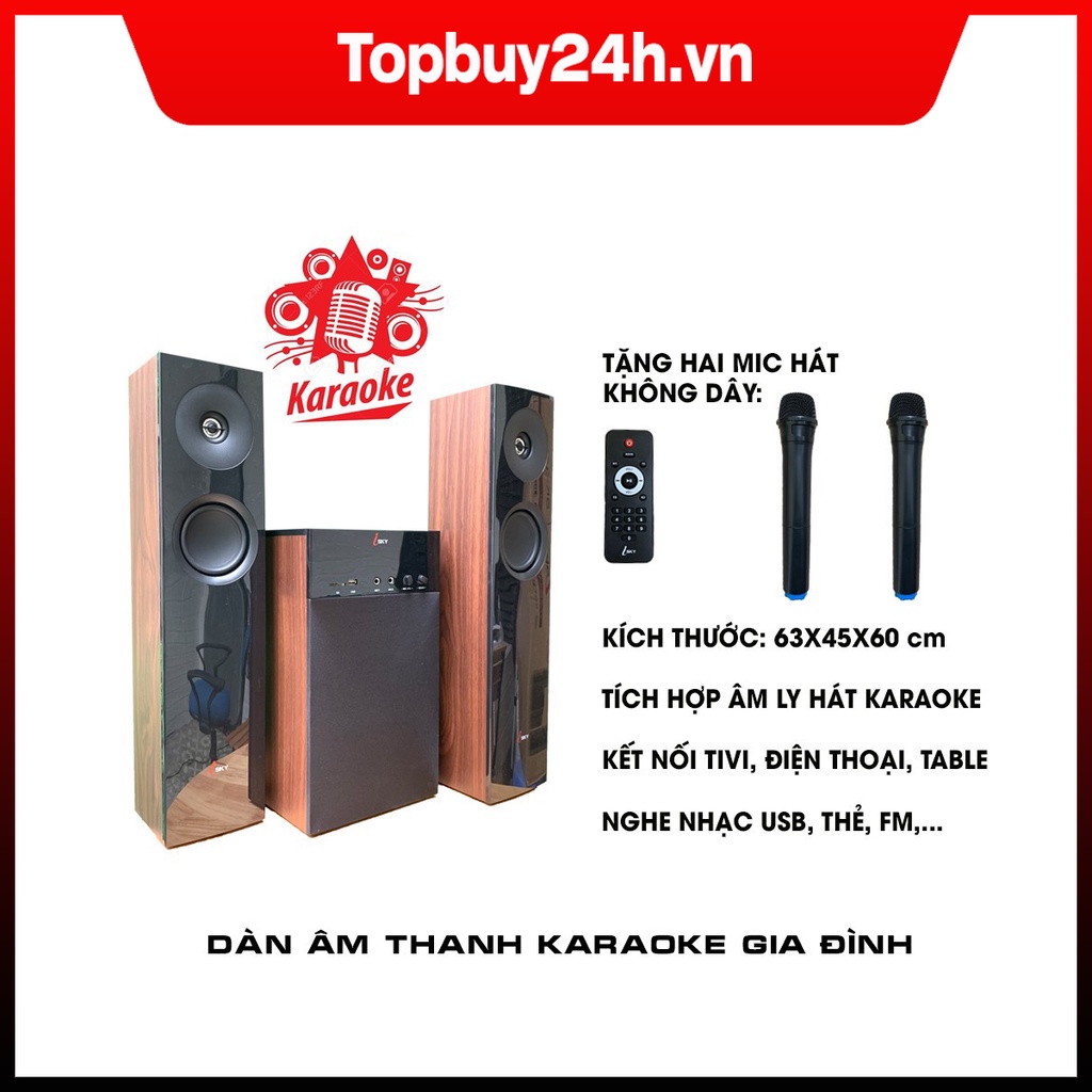 (Tặng kèm Micro không dây) Dàn karaoke gia đình,âm thanh Hifi siêu Bass có kết nối Bluetooth USB thẻ nhớ Skynew-SKN325