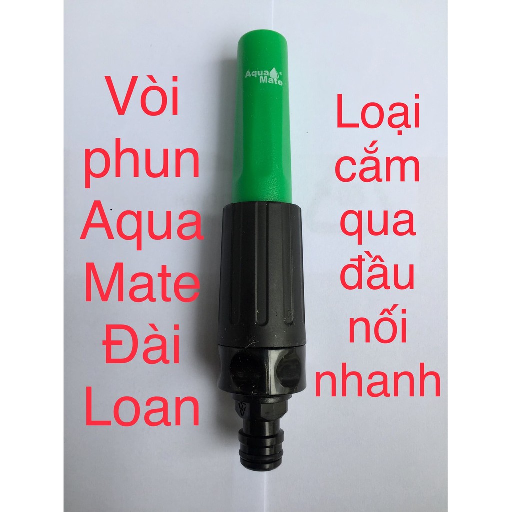 Vòi xịt tưới cây, tưới lan, tưới vườn, rửa xe Đài Loan Aqua Mate Cắm nối nhanh, cắm trực tiếp dây và đai xiết inox