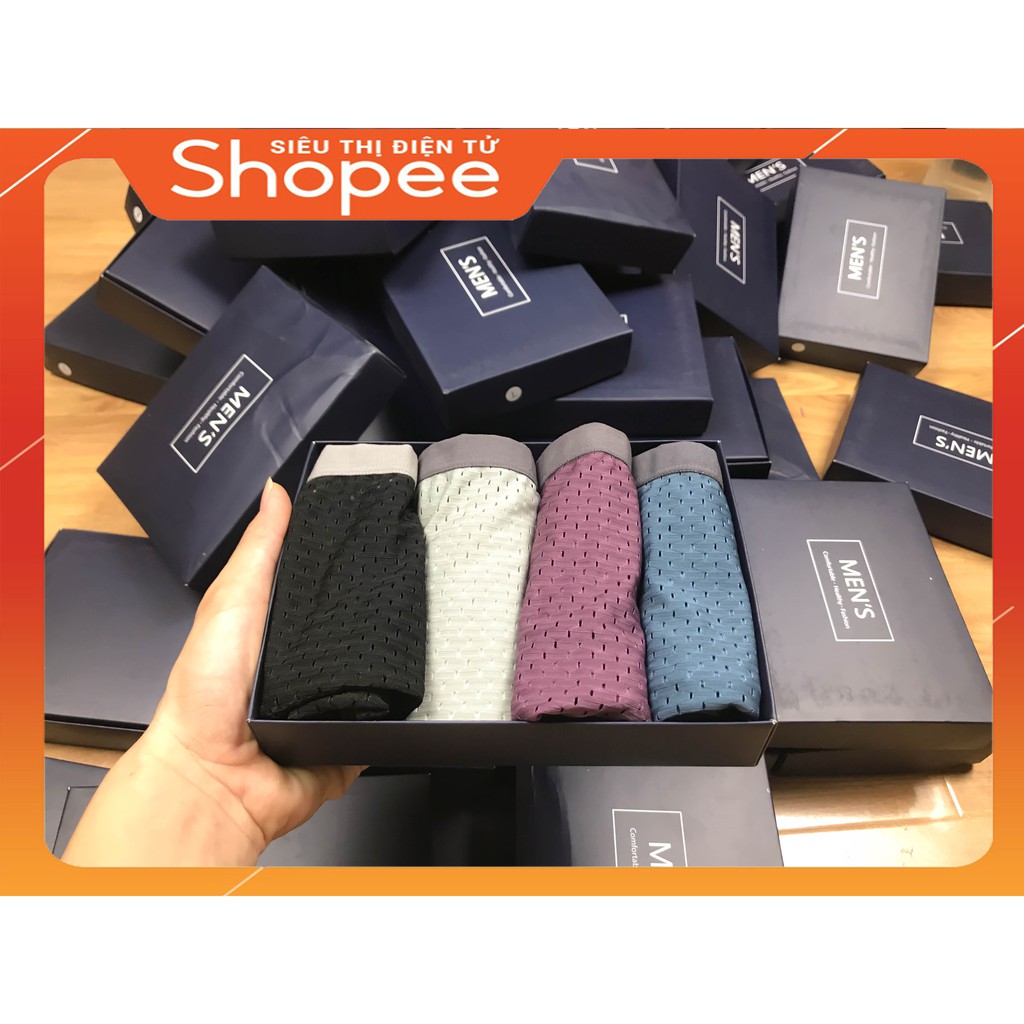 [HỘP 4 CHIẾC] Quần Lót Nam Boxer Thông Hơi Cực Chất Hàng chuẩn