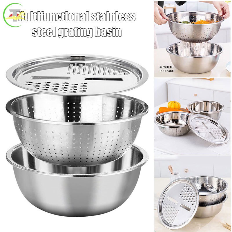 [HCM][ Siêu Sale ]COMBO 5 THAU VÀ RỔ INOX Hàng Cao Cấp Loại 1 Bộ 5 Thau Rổ Inox Cao Cấp Không Gỉ Sán