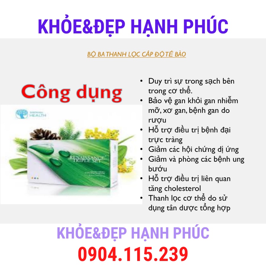 [ Bộ 3 thanh lọc thải độc ] Thực phẩm bảo vệ sức khỏe Renaissance Triple Set – 3 lọ/hộp 180 viên