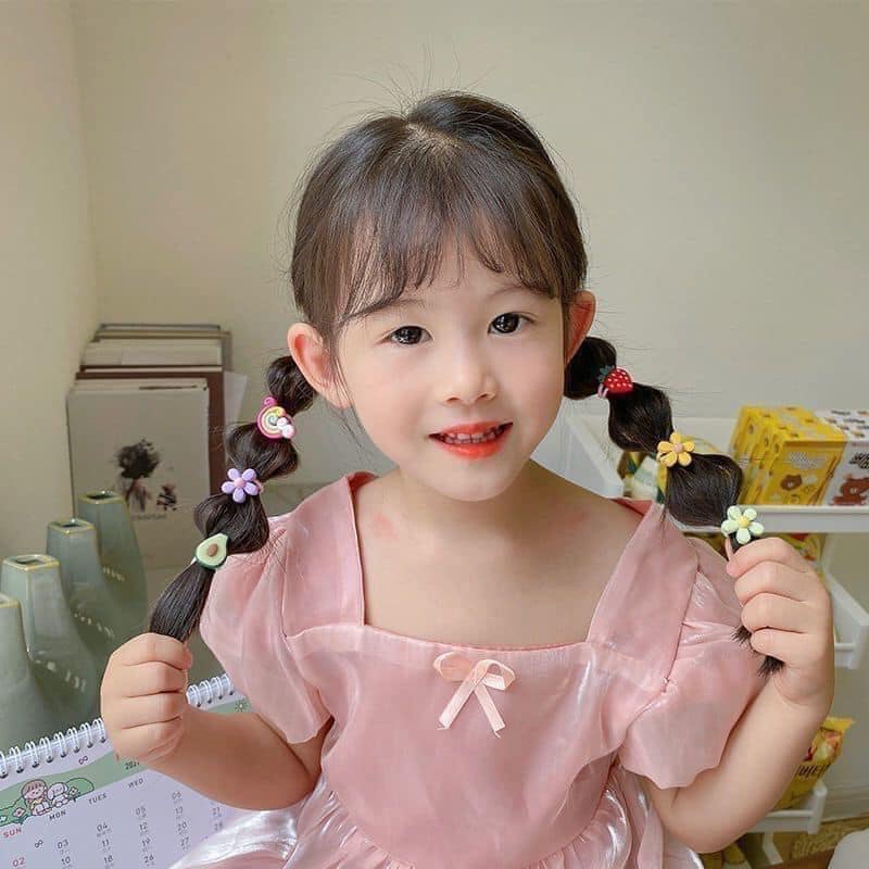 Set 50 chun buộc tóc nhiều hình dễ thương cho bé
