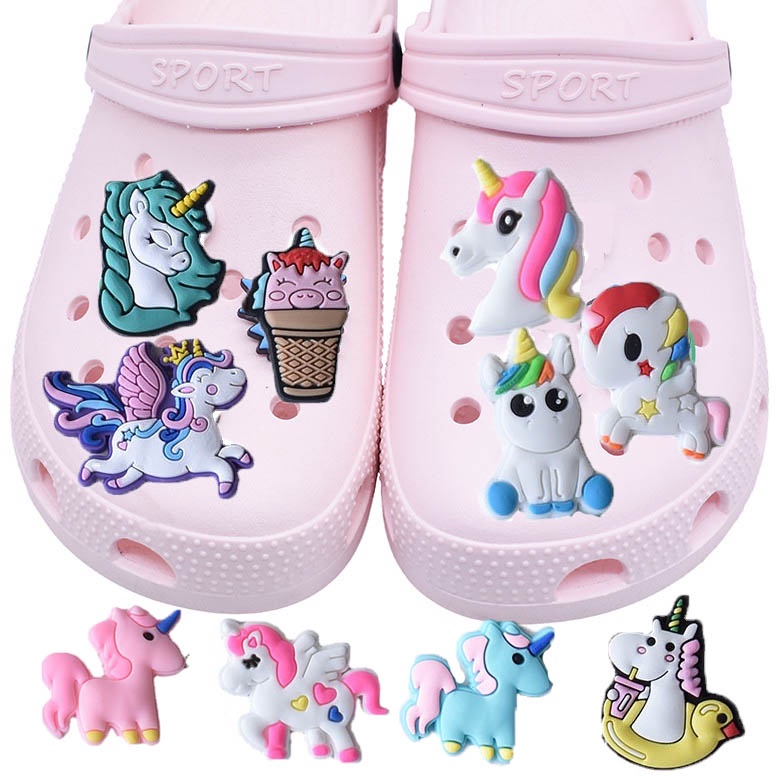 Phụ Kiện Trang Trí Giày Crocs Hình Ngựa Jibitz Hoạt Hình Dễ Thương Cho Bé Gái