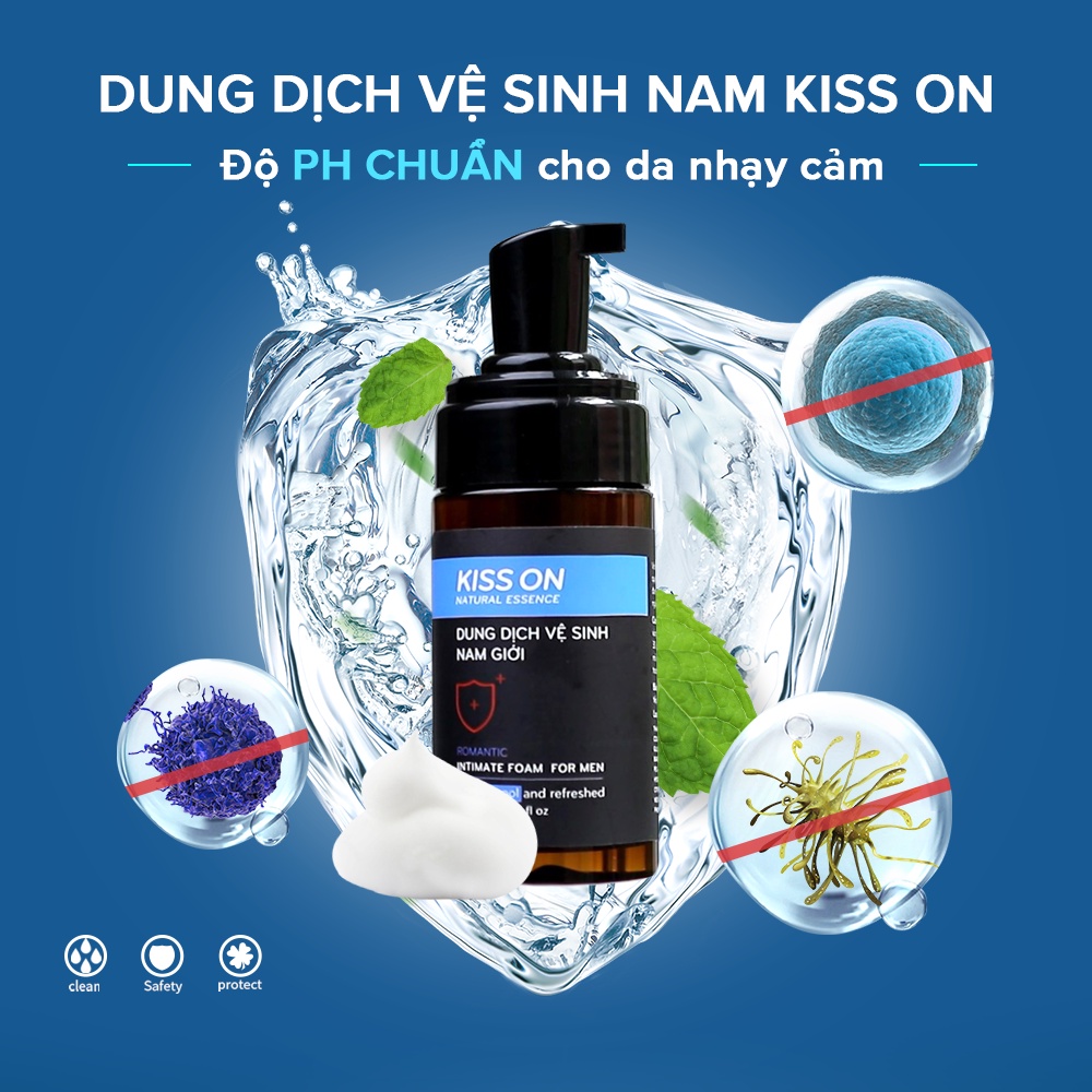 Dung dịch vệ sinh nam tạo bọt KISS ON giúp làm sạch, khử mùi hôi bọt vệ sinh nam giới kisson 100ml TM-KI-VS01