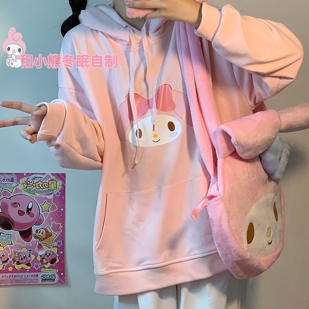 ✦Đầu Chó Cinnamon✦Áo Sweater Dáng Rộng Dày Dặn Mềm Mại In Hoạt Hình Melody Kiểu Nhật Bản Thời Trang Thu Đông Cho Nữ