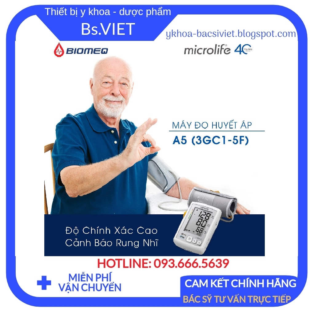 MÁY ĐO HUYẾT ÁP MICROLIFE BP A5 (3GC1-5F) - ĐO HUYẾT ÁP VÀ NHỊP TIM ĐỘ CHÍNH XÁC CAO, CẢNH BÁO RUNG NHĨ,TẶNG KÈM ADAPTER
