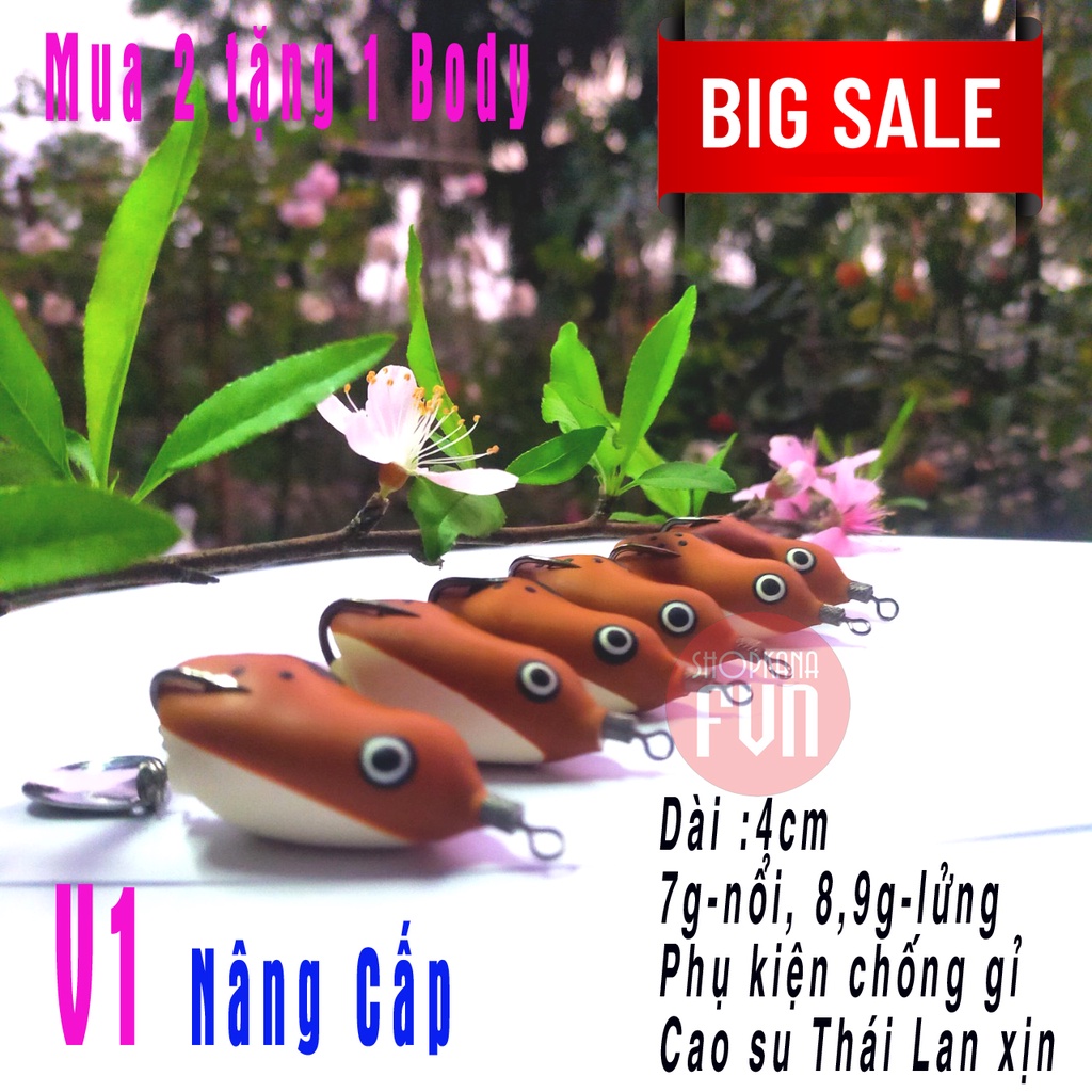 Mồi câu NHÁI HƠI V1 ( Chất lượng, giá rẻ nhất), handmade, cải tiến phần mỏ nhái