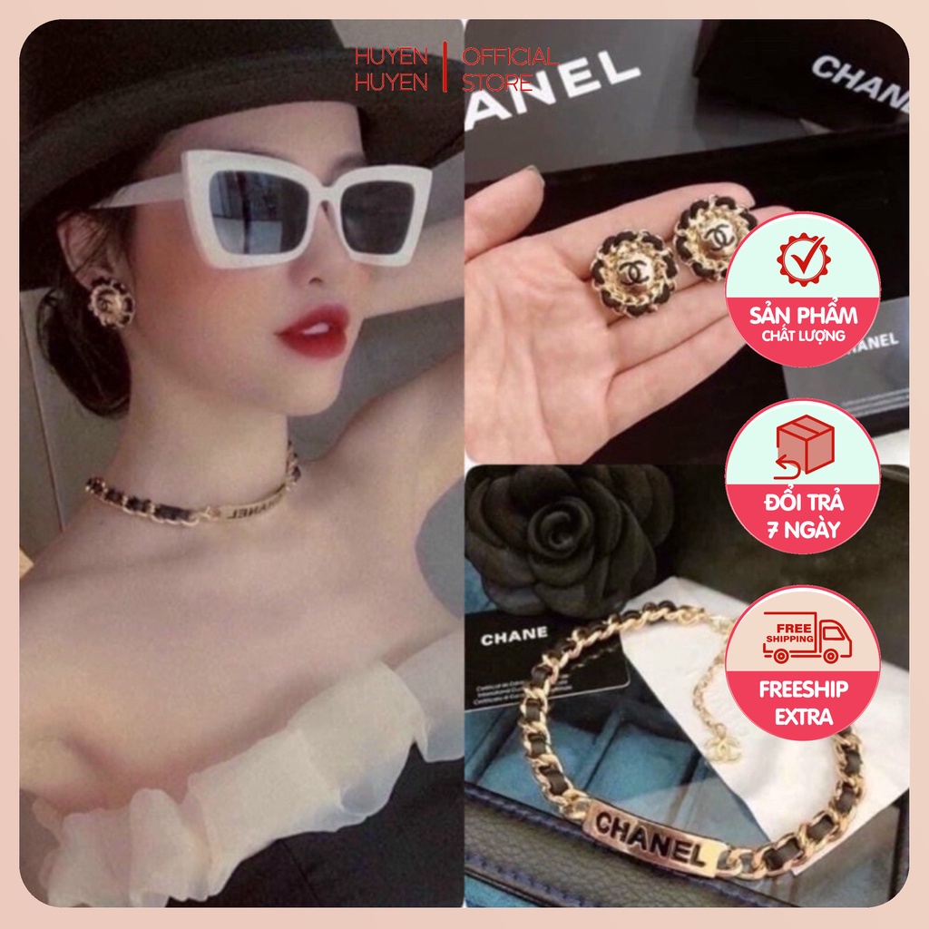 Set hai món vòng cổ hoa tai hãng sang chảnh