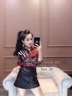 Áo sơ mi lụa hoạ tiết