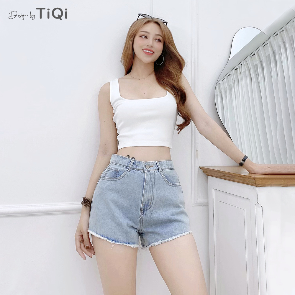 Quần short jean nữ lưng cao màu xanh TiQi Jeans S1-473 | BigBuy360 - bigbuy360.vn
