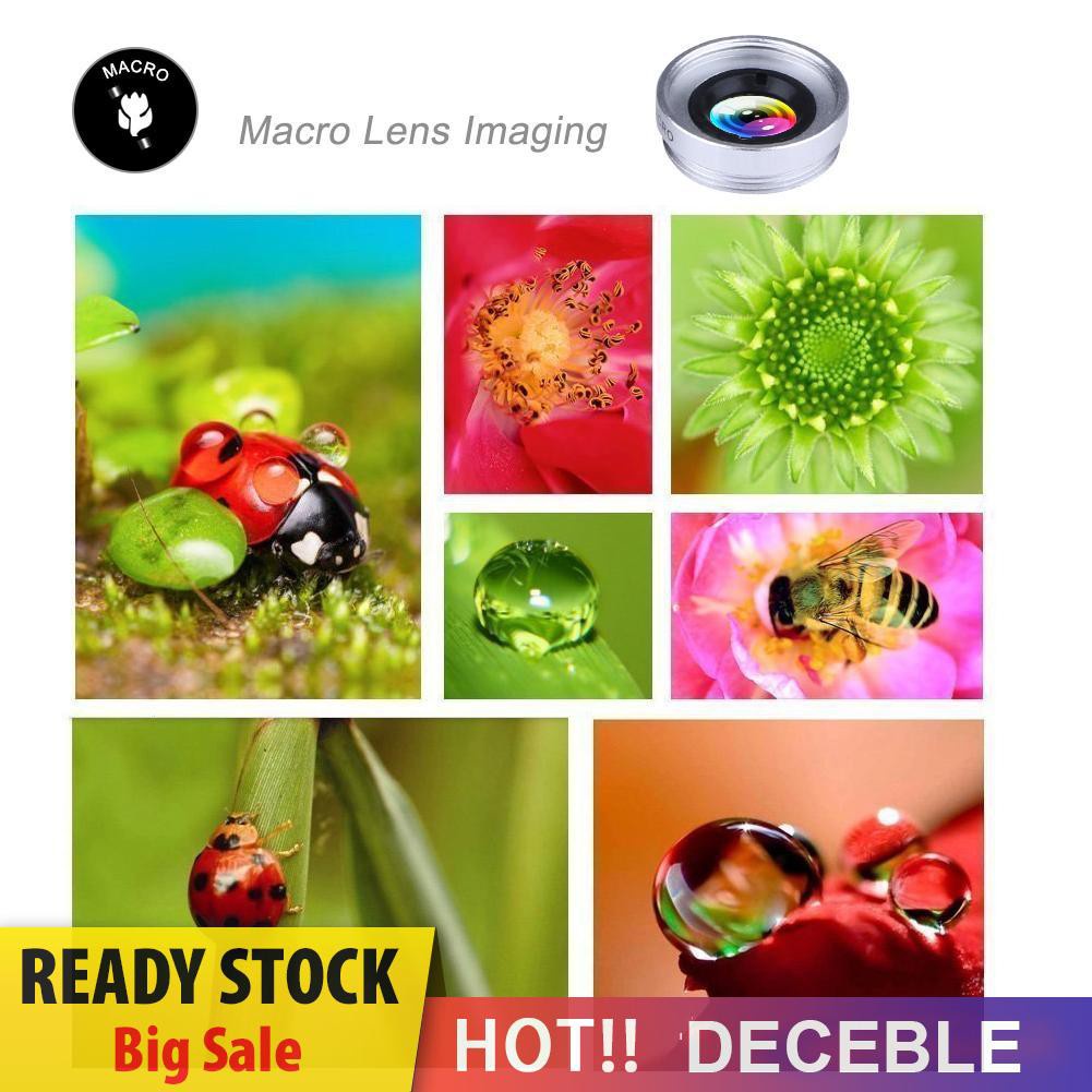 Deceble Clip 3-in-1 180 Fish-Eye Lens+Wide Angle Lens+Macro Lens Silver