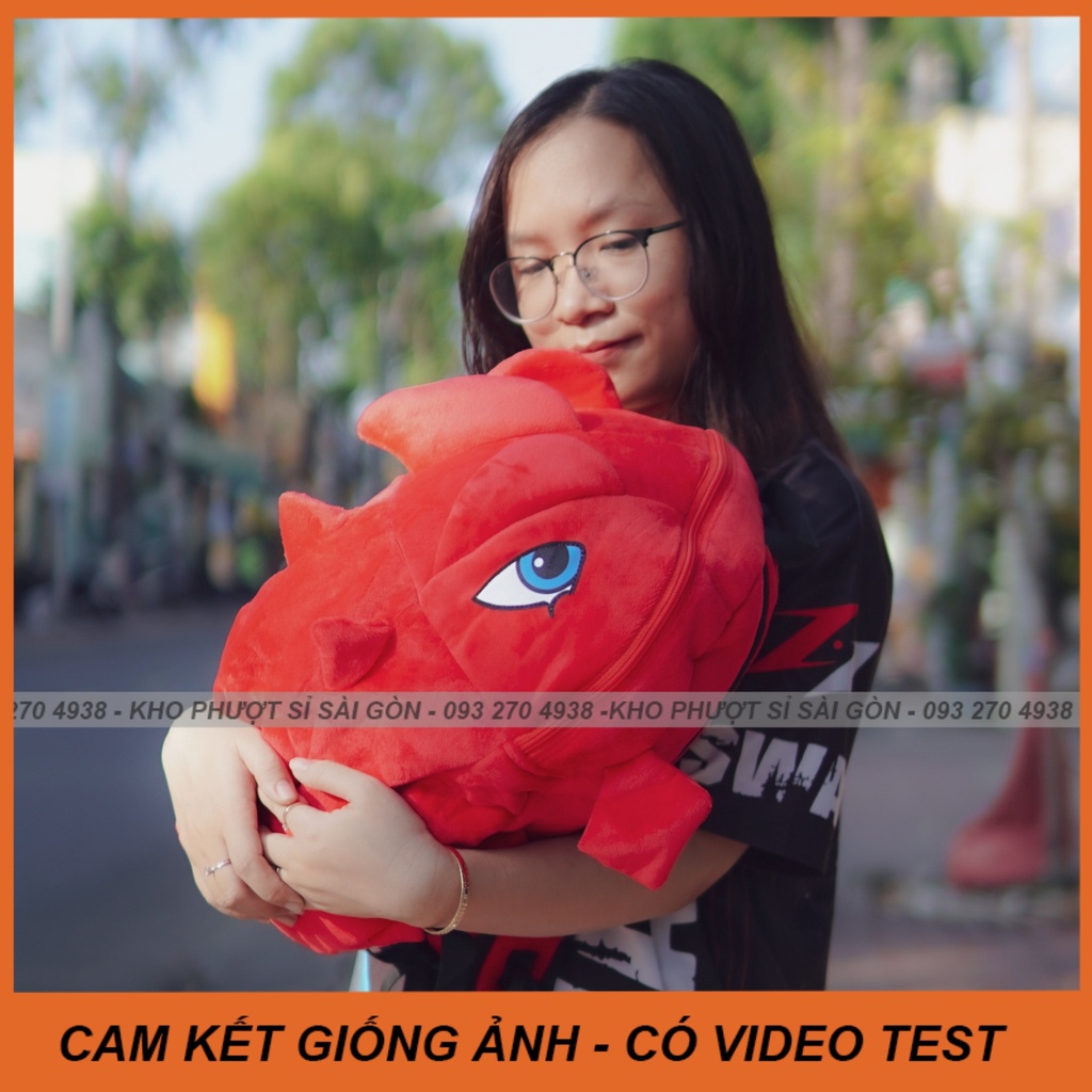 CÓ VIDEO - Balo cặp táp đi học khủng long vải nhung lông mịn size to đựng fullface phiên bản mới mắt 3D