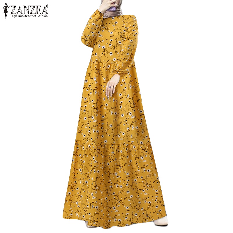 Zanzea Đầm Maxi Dài Tay In Họa Tiết Phong Cách Bohemian Dành Cho Nữ