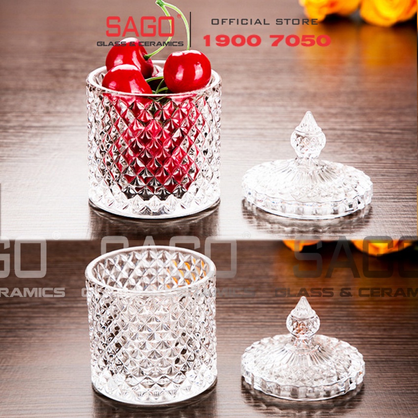 Thố Mứt Thủy Tinh Kim Cương Đường kính 8cm | DSTG1030-3.5