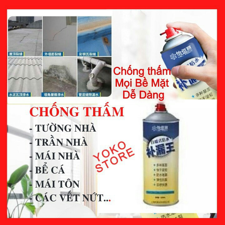 Bình xịt chống thấm dột, chống nước, chai xịt chống dột mái nhà, tường, ống nước đa năng