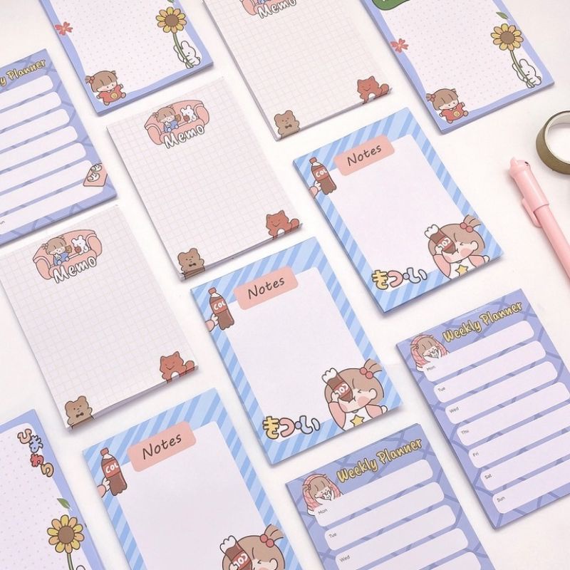 5 Giấy note chú gấu dễ thương,mèo - giấy ghi chú dễ thương