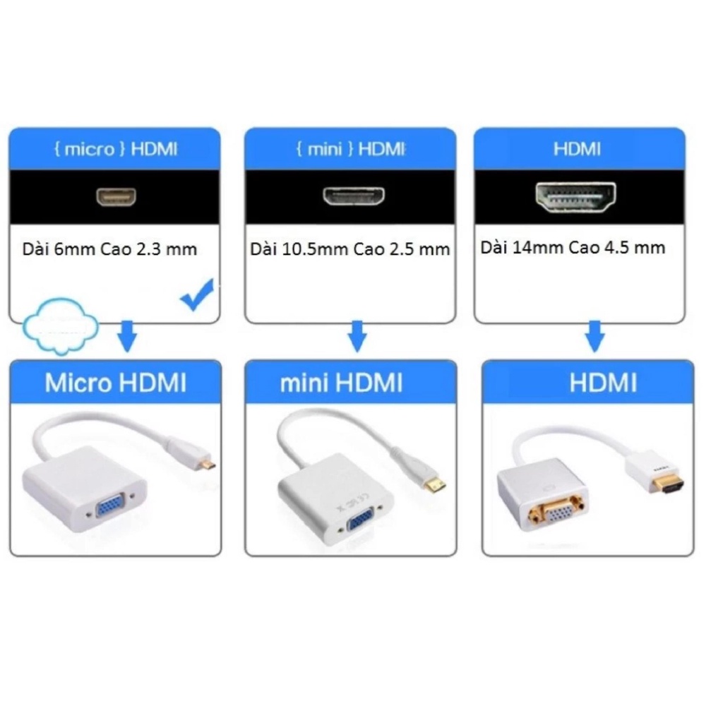 Cáp chuyển đổi Mini HDMI sang VGA có âm thanh HDMI To VGA Adapter -dc936