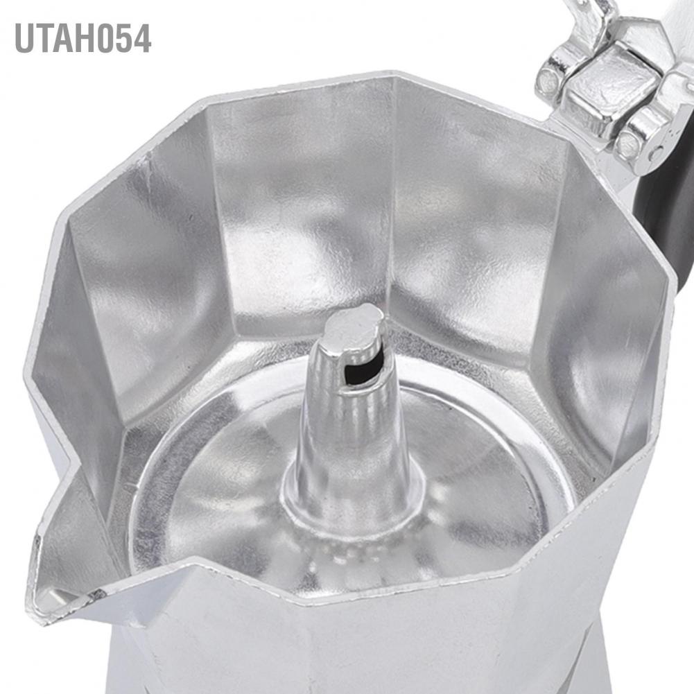 Utah054 Moka Pot 150ml nhôm bát giác gia dụng Sưởi ấm phong cách mộc mạc Bạc cắm trại pha cà phê cho văn phòng